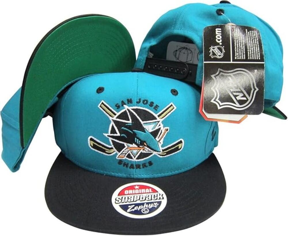 San Jose Sharks Zephyr Teal/Black Adjustable Snapback Hat/Cap - NWT